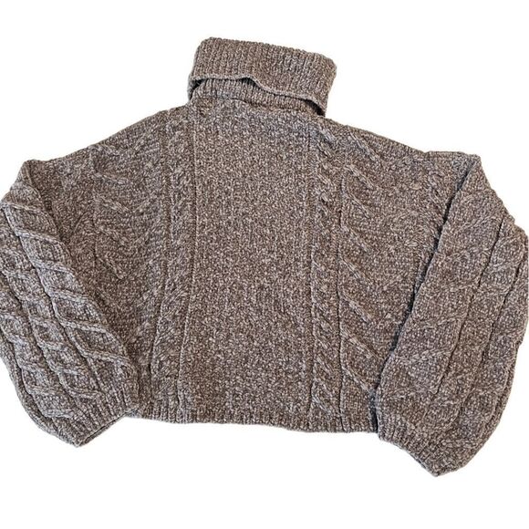 Blank NYC In The Nude Turtleneck Cropped Cable Knit Sweater Size XS NWT - Picture 7 of 10